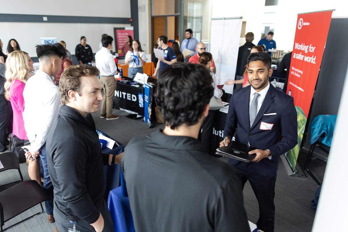 Students at a career fair 