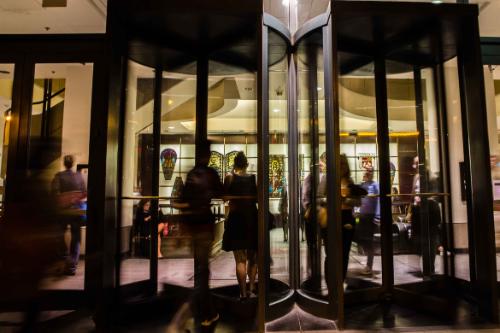 corboy lobby at night