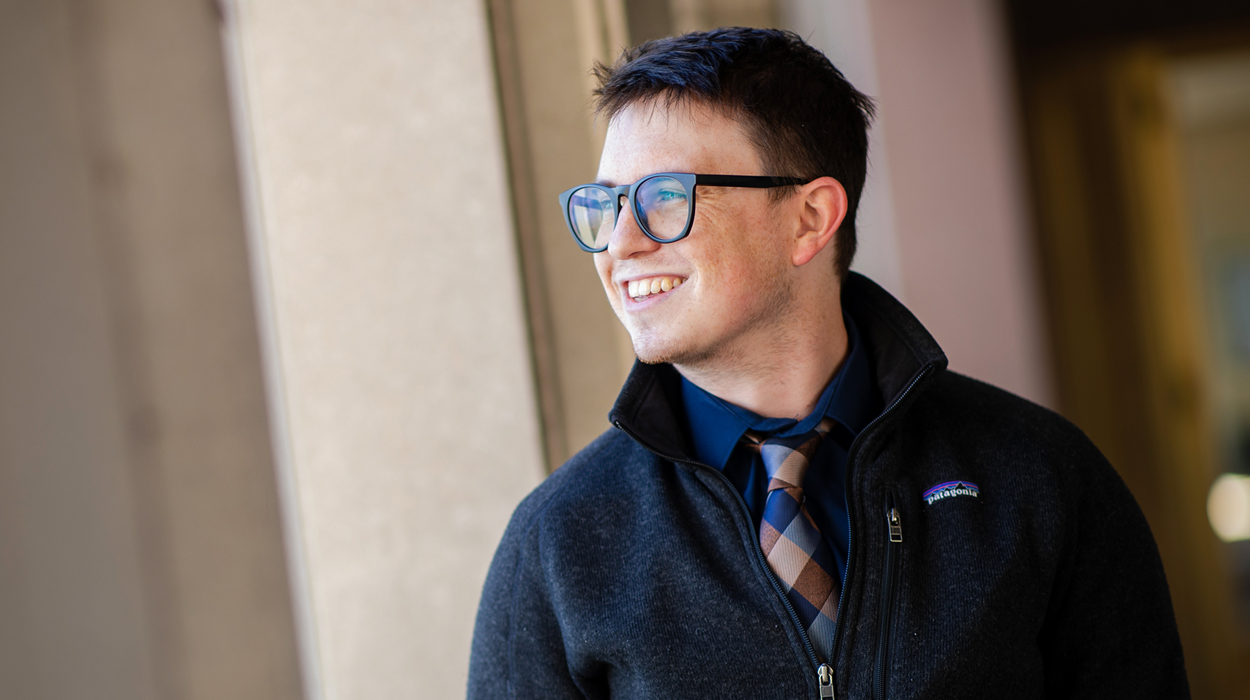 President's Medallion winner Shawn Enright portrait on the Water Tower Campus.