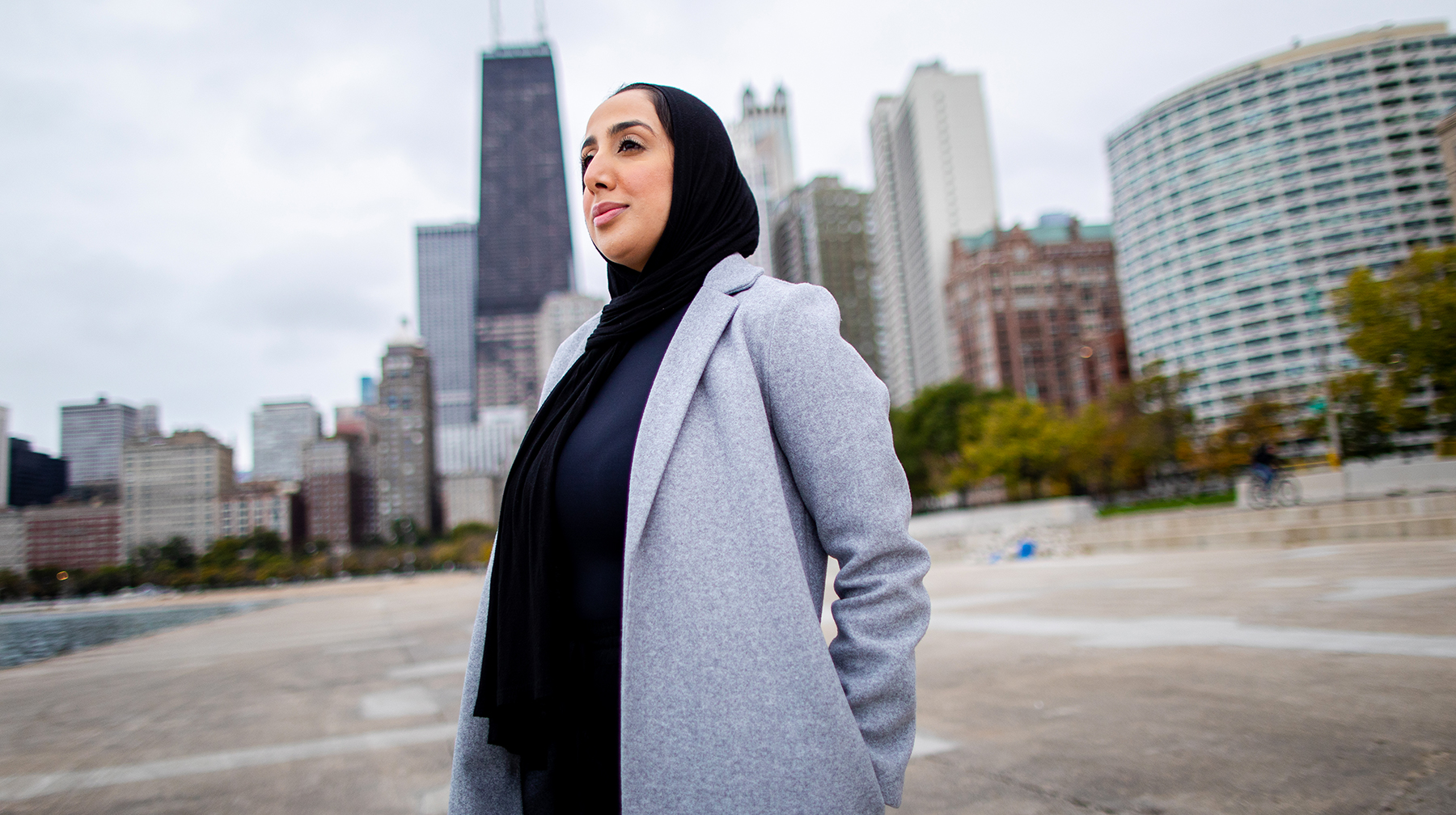 President's Medallion winner Tamara Alshoweat portrait near the North Avenue Beach in Chicago.