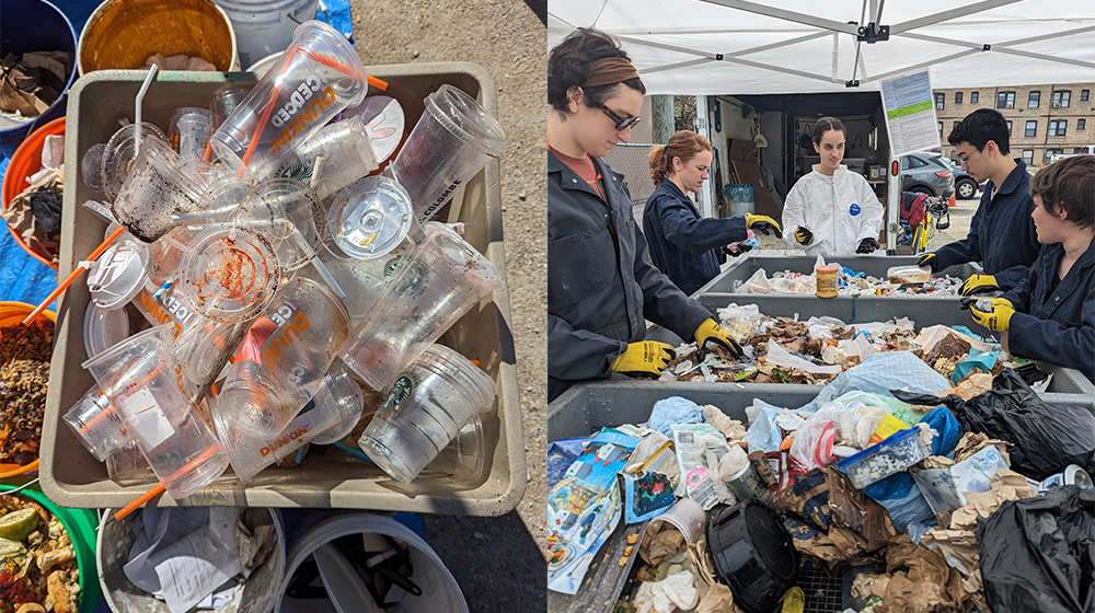 Students working on the waste audit